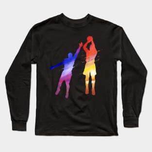 Basketball Player Taking Jump Shot And Defending Long Sleeve T-Shirt